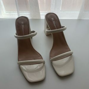 BCBG white block heel